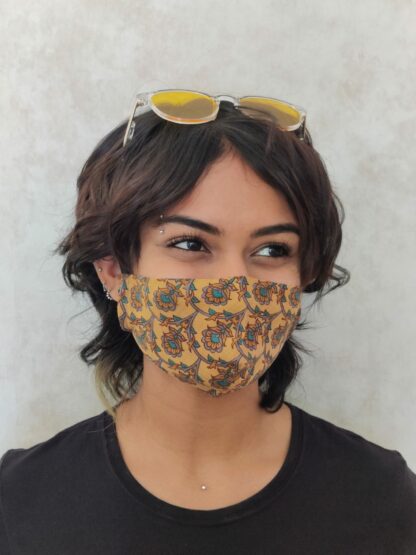 Stay Safe Yellow Printed Mask